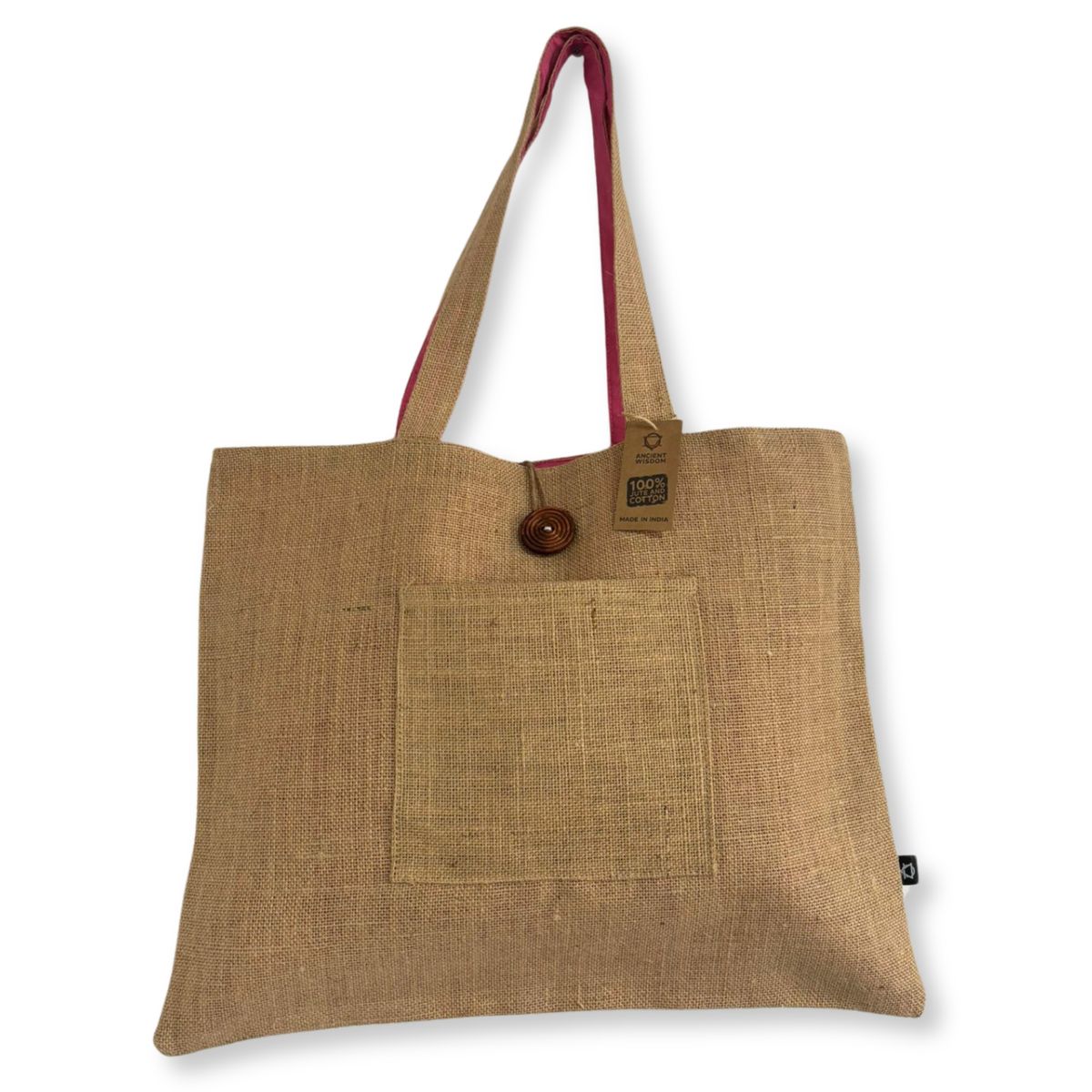 Jute & Cotton Reversible Big Bag – Pink