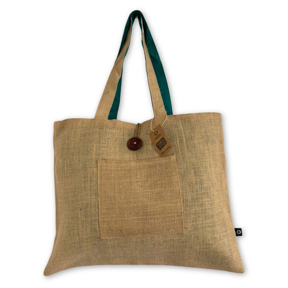 Jute & Cotton Reversible Big Bag – Teal
