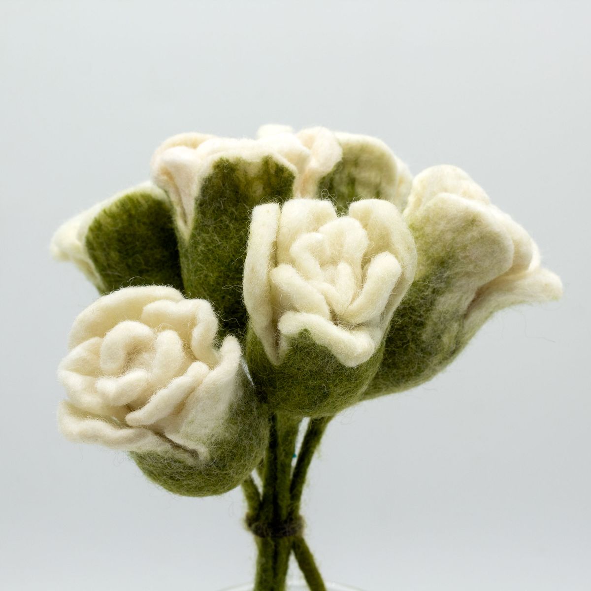 Felt Flowers – White Roses, Set of 6