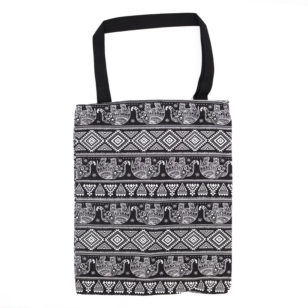Classic Zip Tote Bag – Elephant Motif, 40 x 34cm