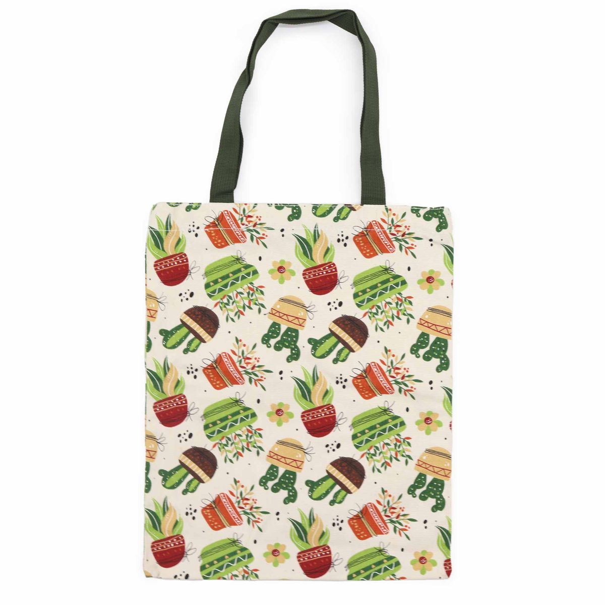 Zip Tote Bag – Cactus Motif, 40x34cm