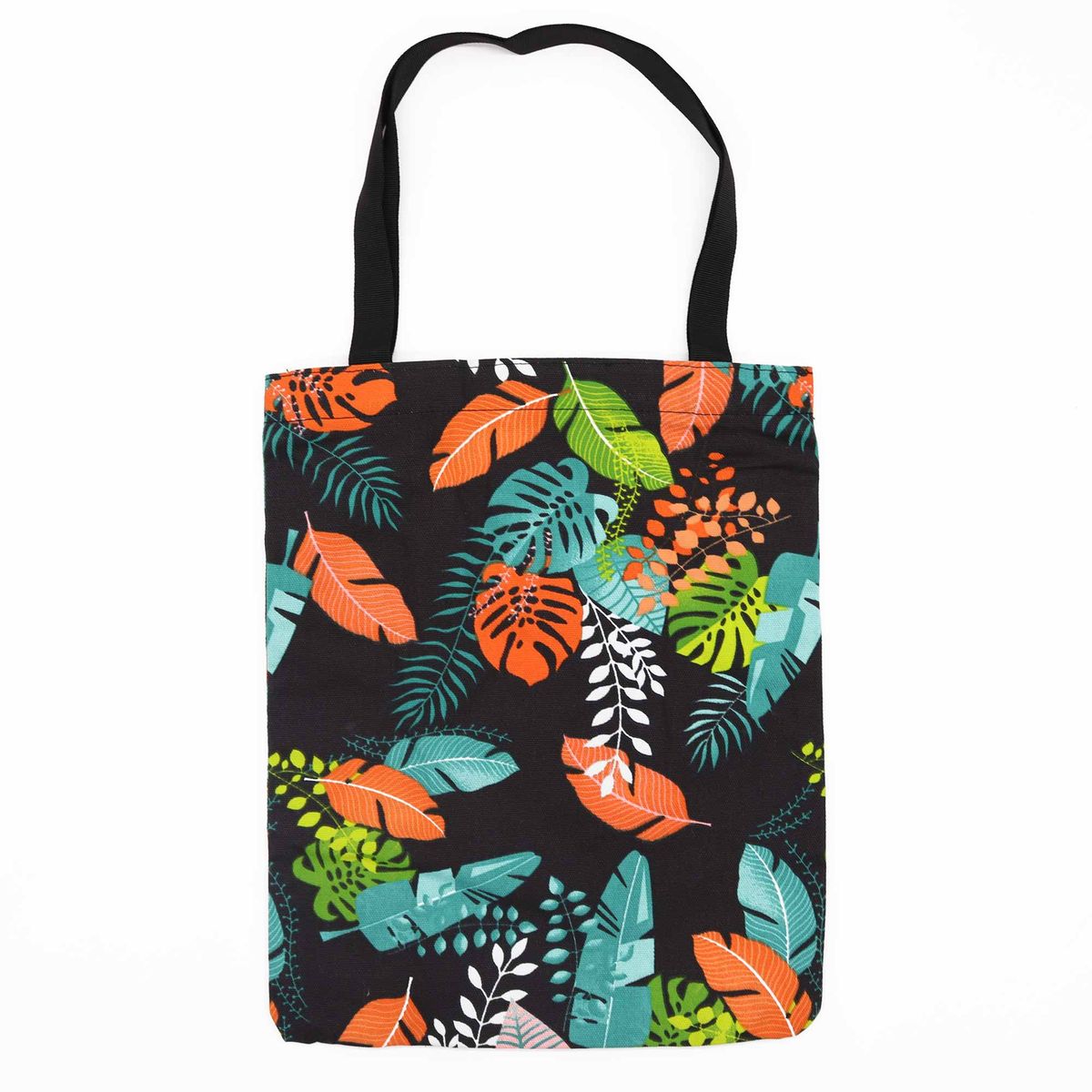 Zip Tote Bag – Dark Tropical Motif, 40x34cm
