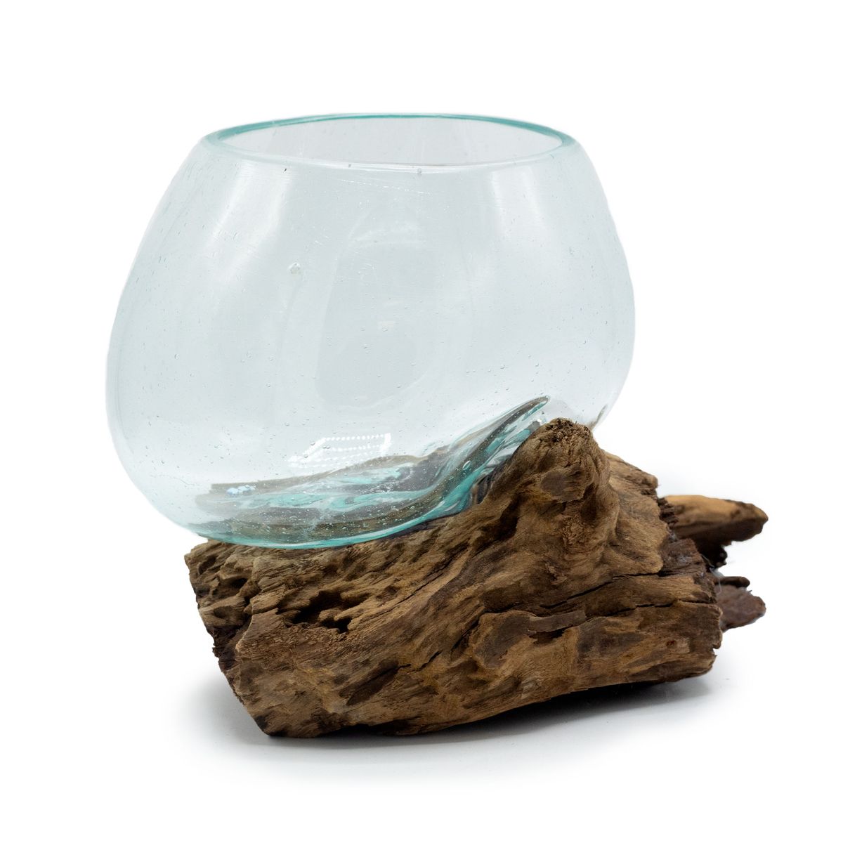 Molten Glass Bowl on Wood – Medium