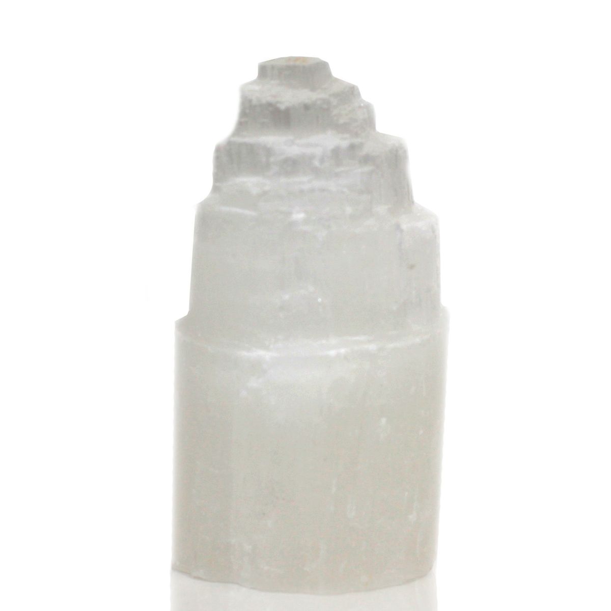 Natural Selenite Tower Lamp – 15cm