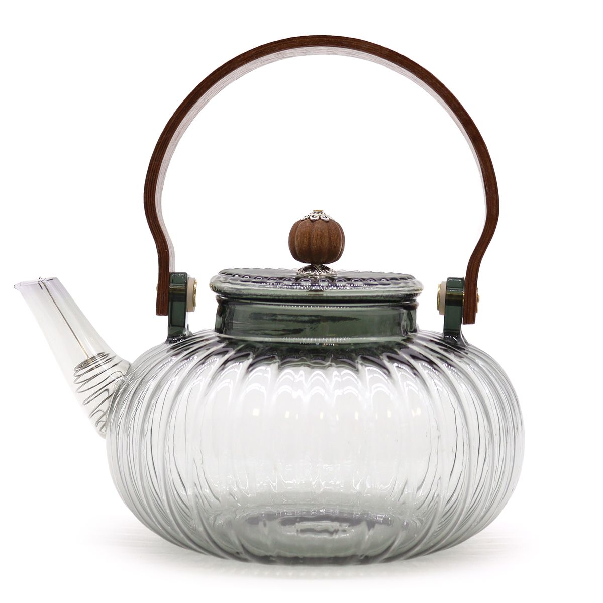 Glass Infuser Teapot – Charcoal Ribbed Pearl, 950ml