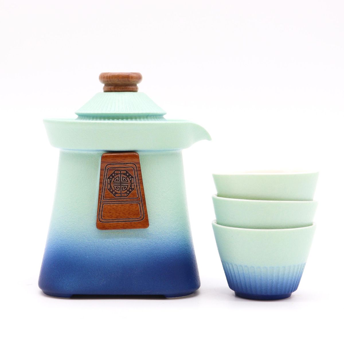 Temple Teapot Set with Three Cups – Blue Heaven
