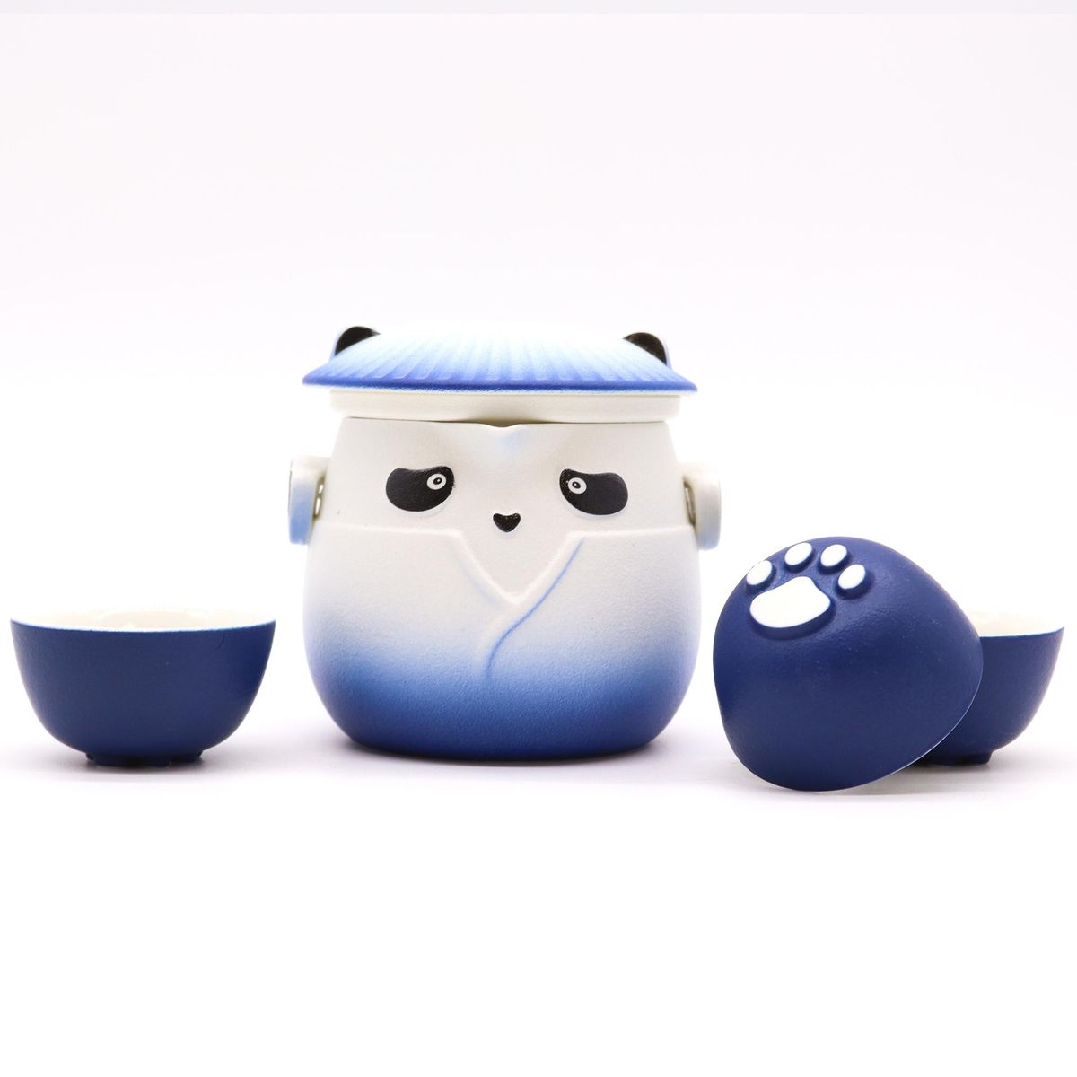 Panda Teapot Set with Three Cups – Sky Blue
