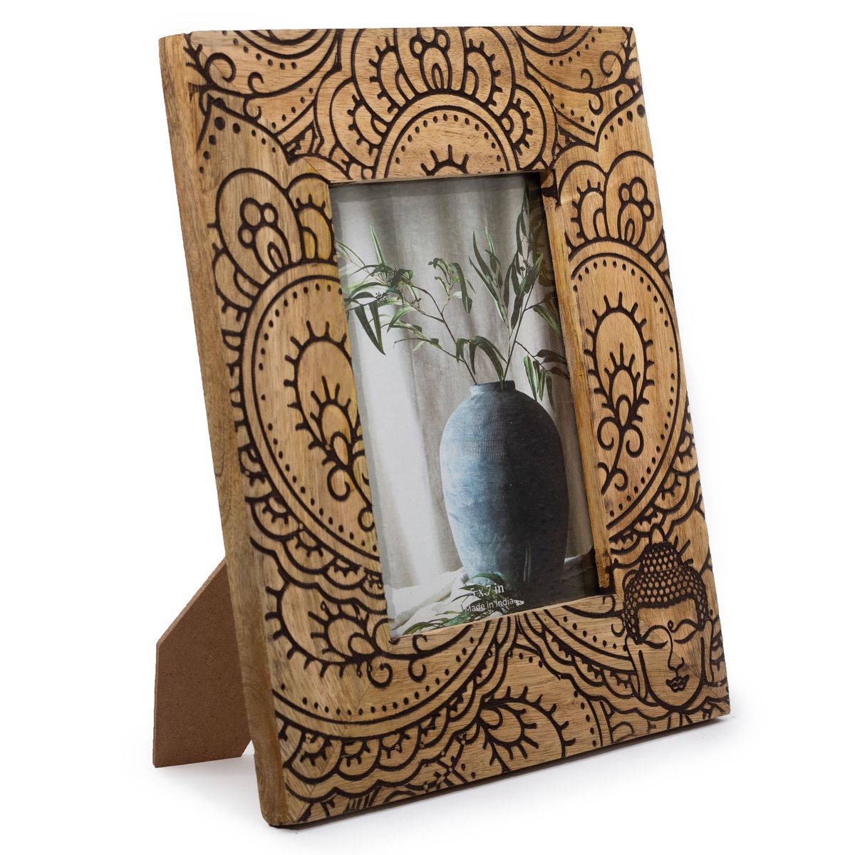 Mango Wood Picture Frame – Buddha, Black, Large 13 x 18cm Photo