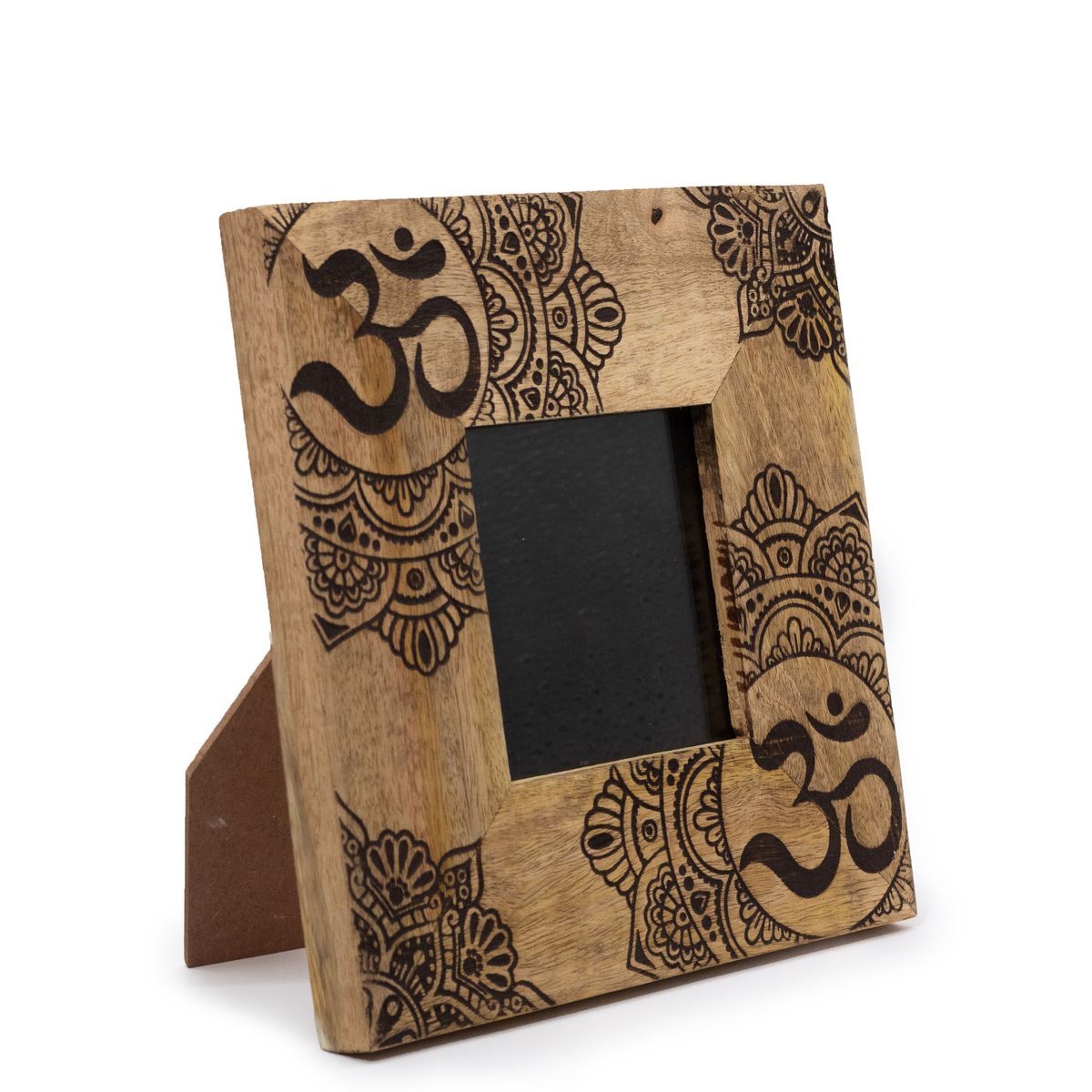 Small Mango Wood Photo Frame – Mandala, Black, for 9x9cm Photo