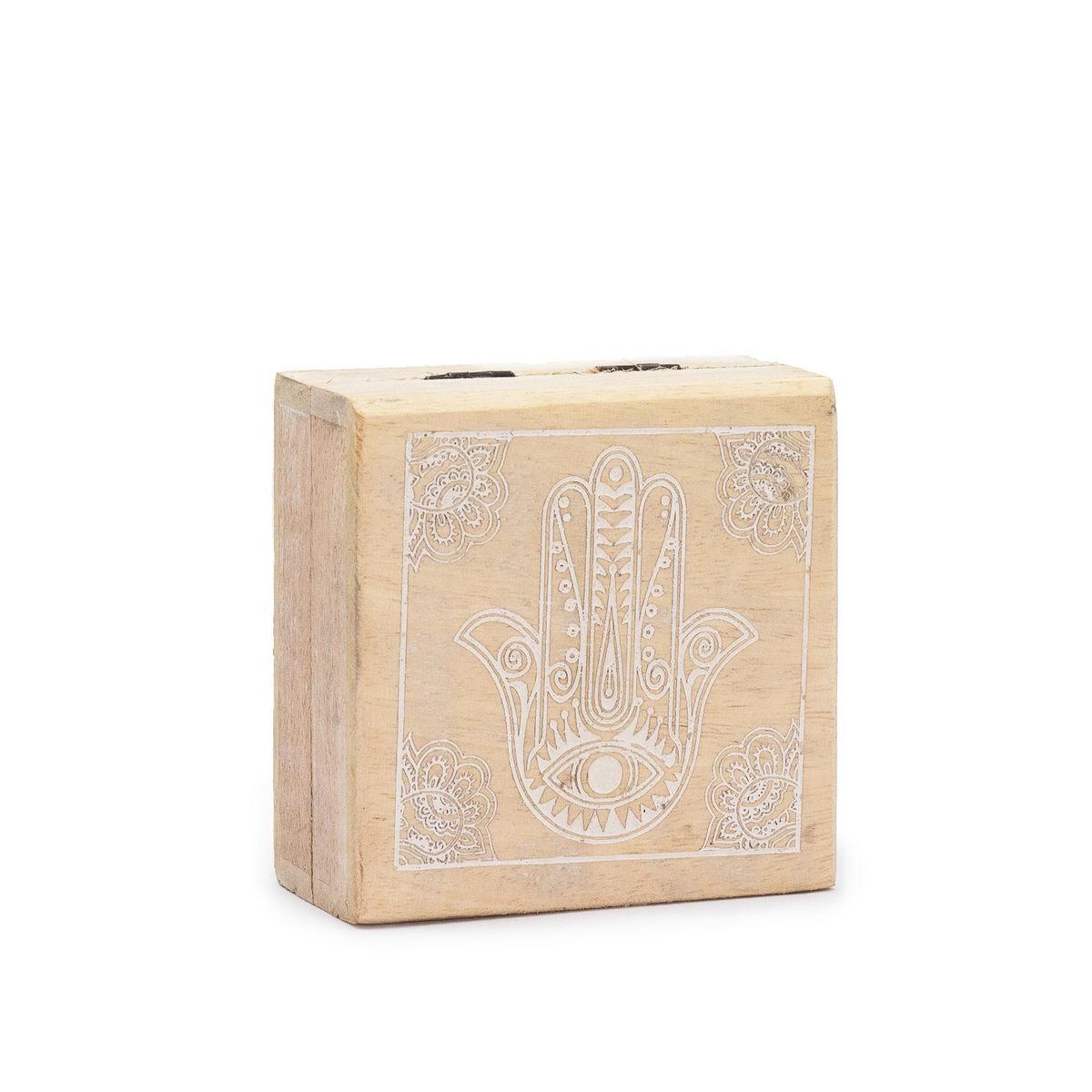 Small Mango Wood Square Box – Hamsa, Whitewash