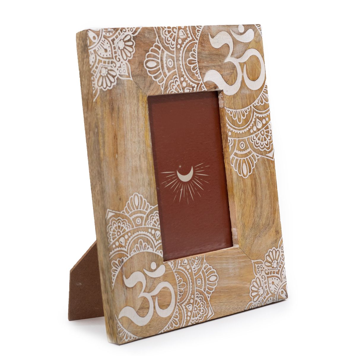 Mango Wood Picture Frame – Mandala, White, Medium 10 x 15cm Photo
