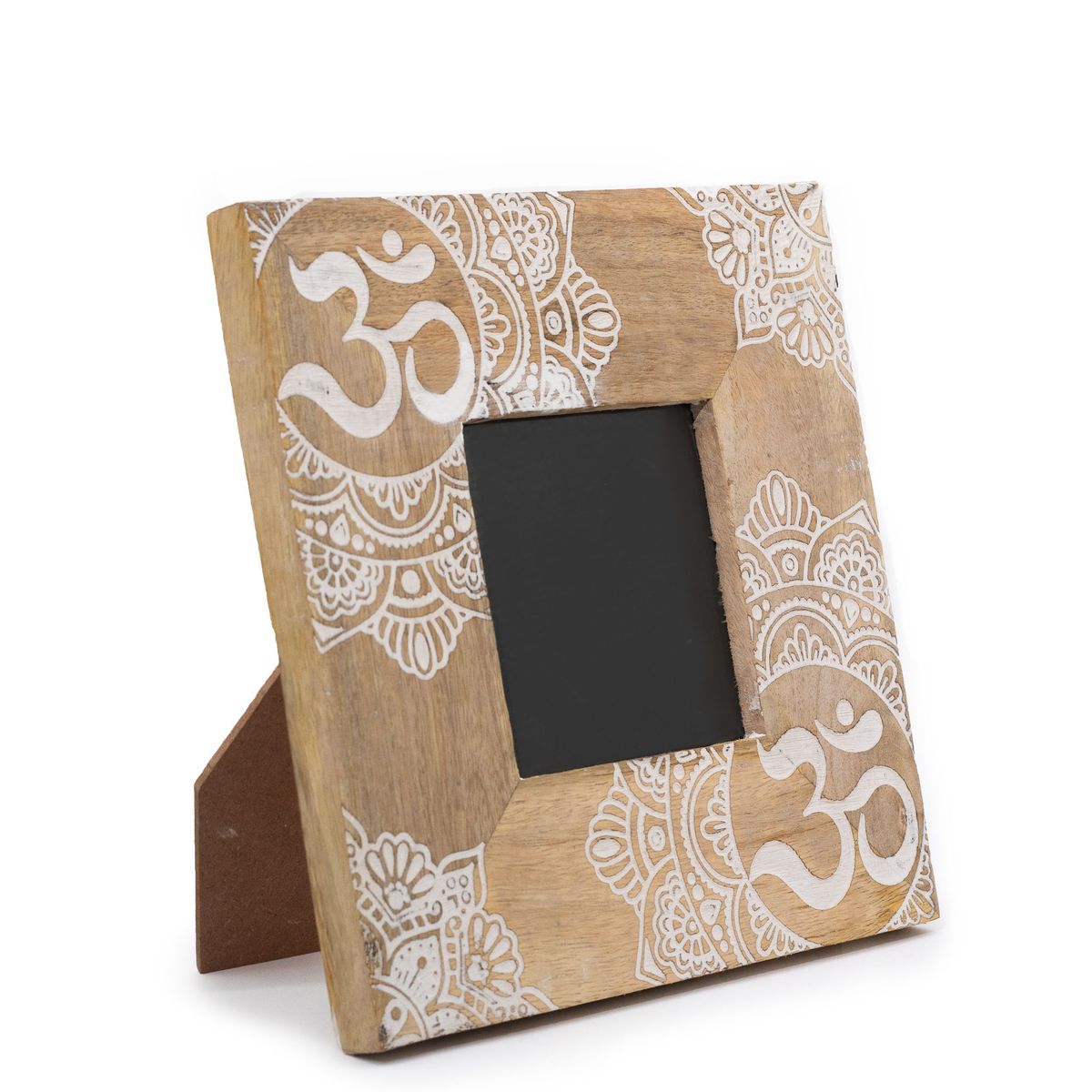 Small Mango Wood Photo Frame – Mandala, White, for 10x10cm Photo