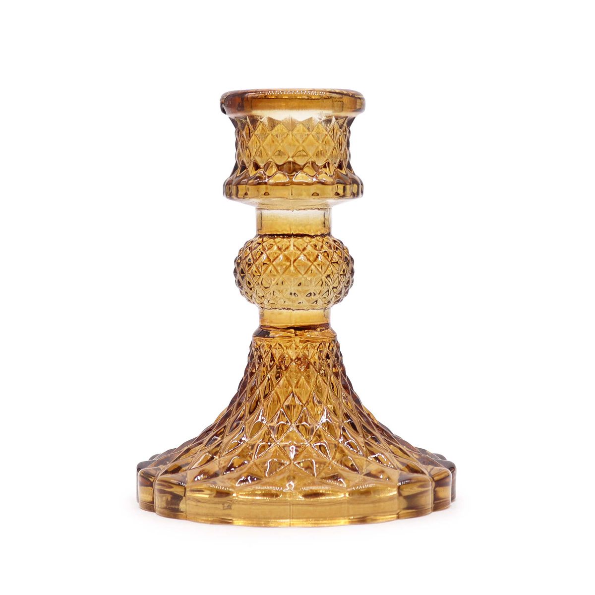 Vintage Dinner Candle Holder – Antique Amber