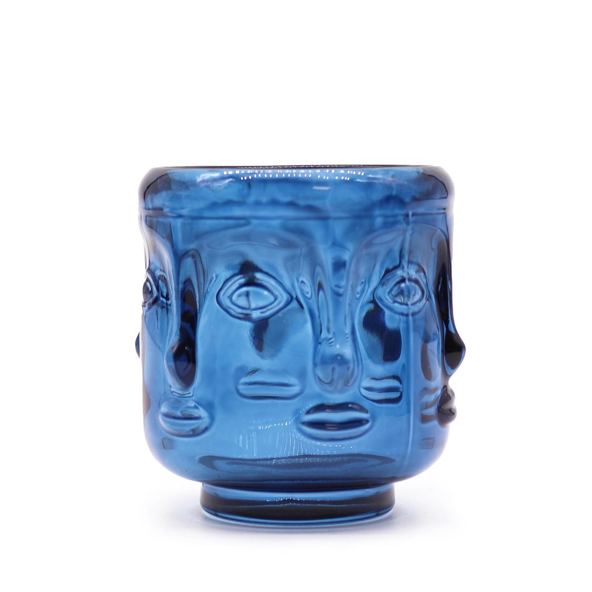 Buddha Faces Candle Jar – Royal Blue
