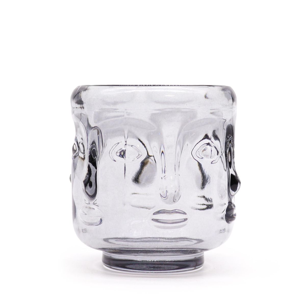 Buddha Faces Candle Jar – Midnight Grey