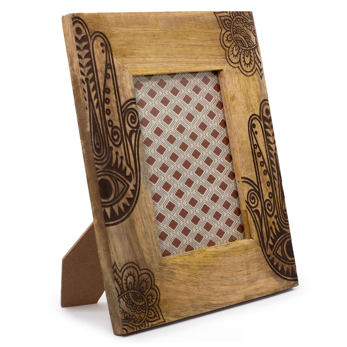Mango Wood Picture Frame – Hamsa, Black, Large 13 x 18cm Photo