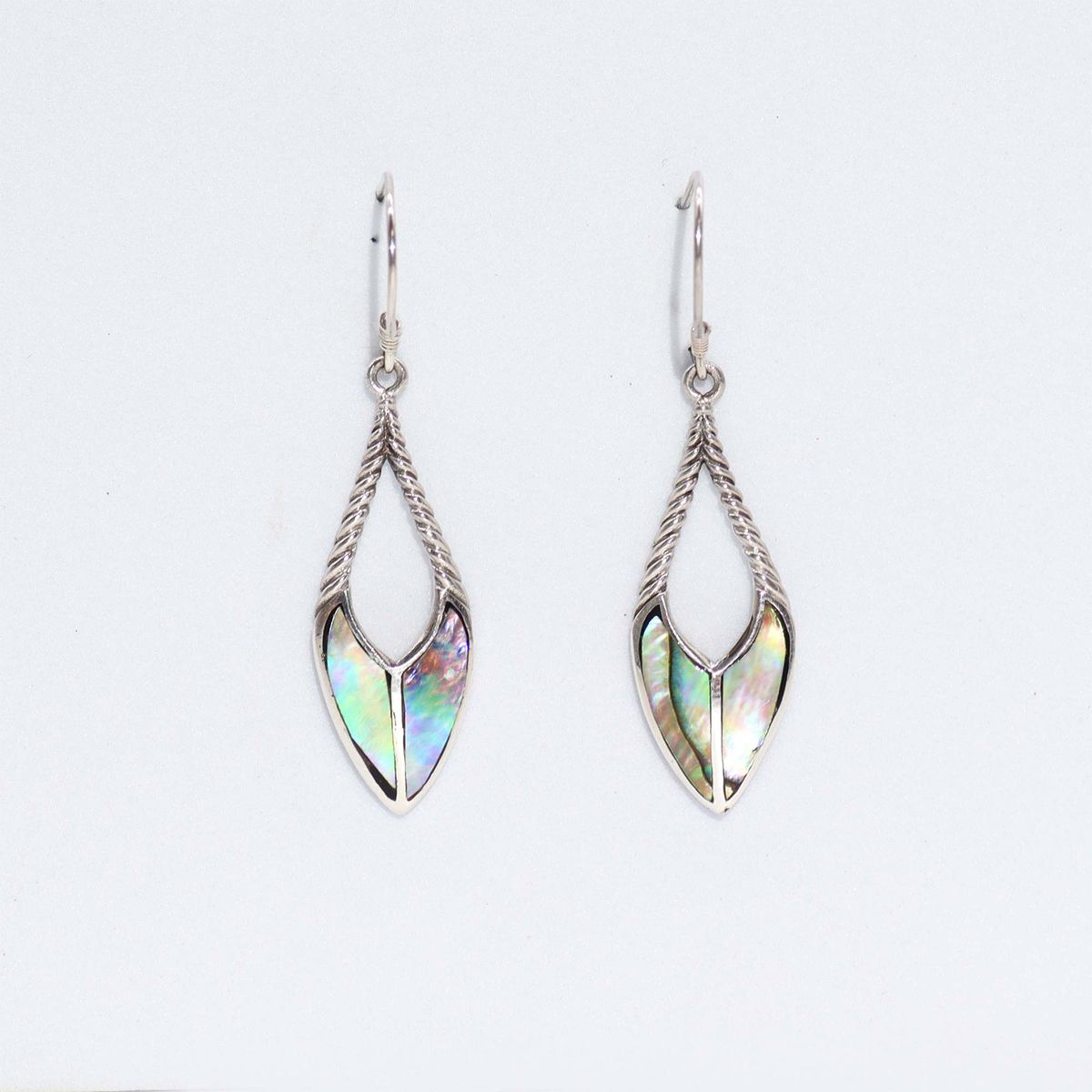 Shell & Silver Earrings – Spear Drops, Abalone