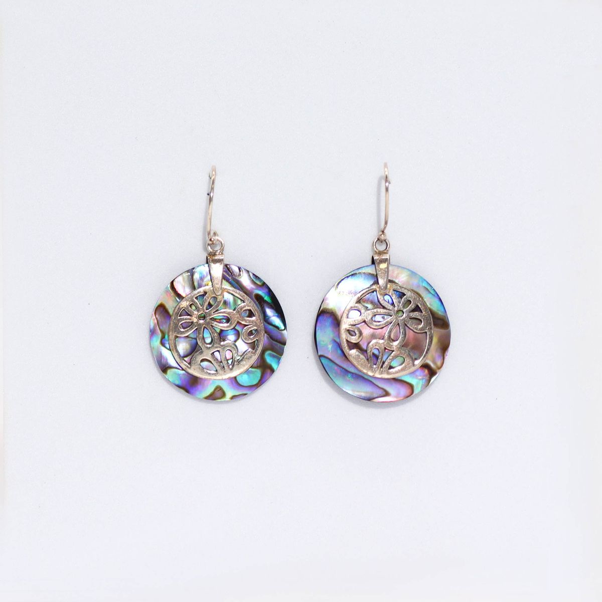 Shell & Silver Earrings – Flowers, Abalone