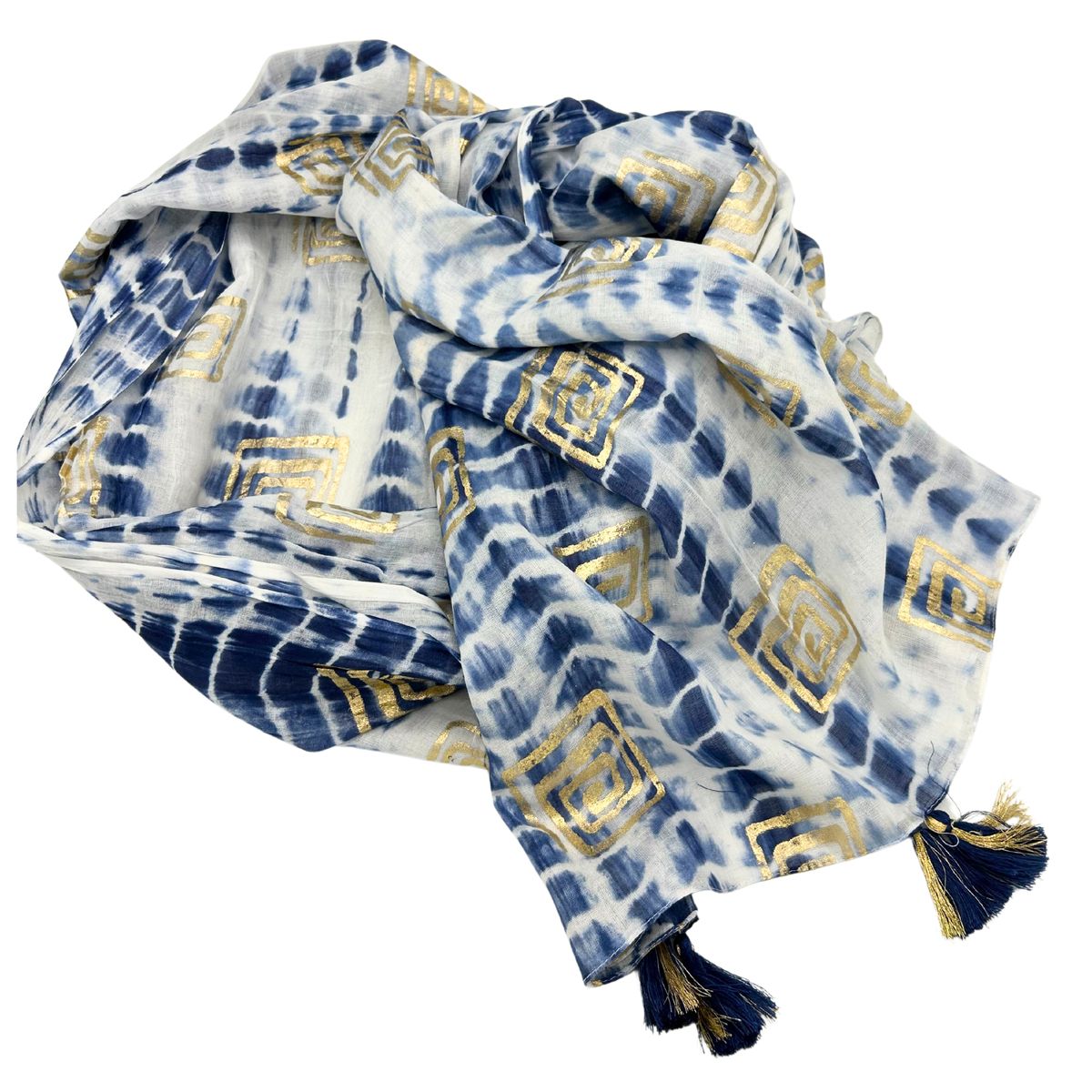 Nomad Sari Pareo Sarong – Blue Tie-Dye & Block Print