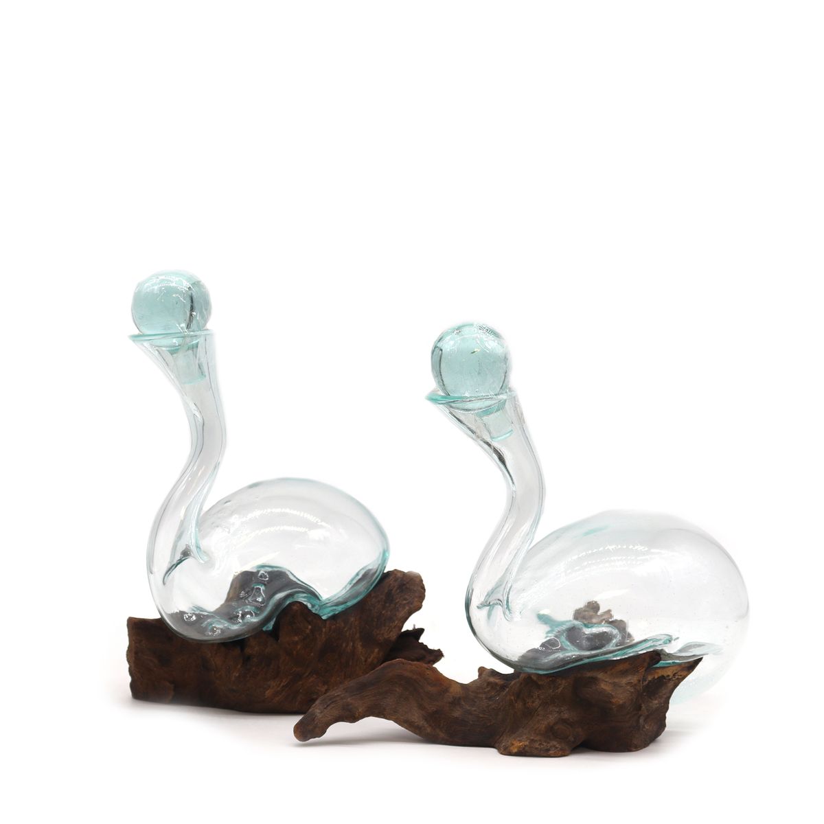 Molten Glass Wine Decanter Vase on Wood