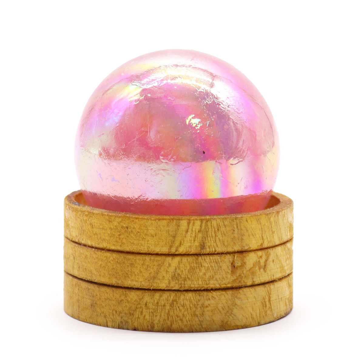 Rose Quartz Titanium Aura Sphere with Stand – 50mm