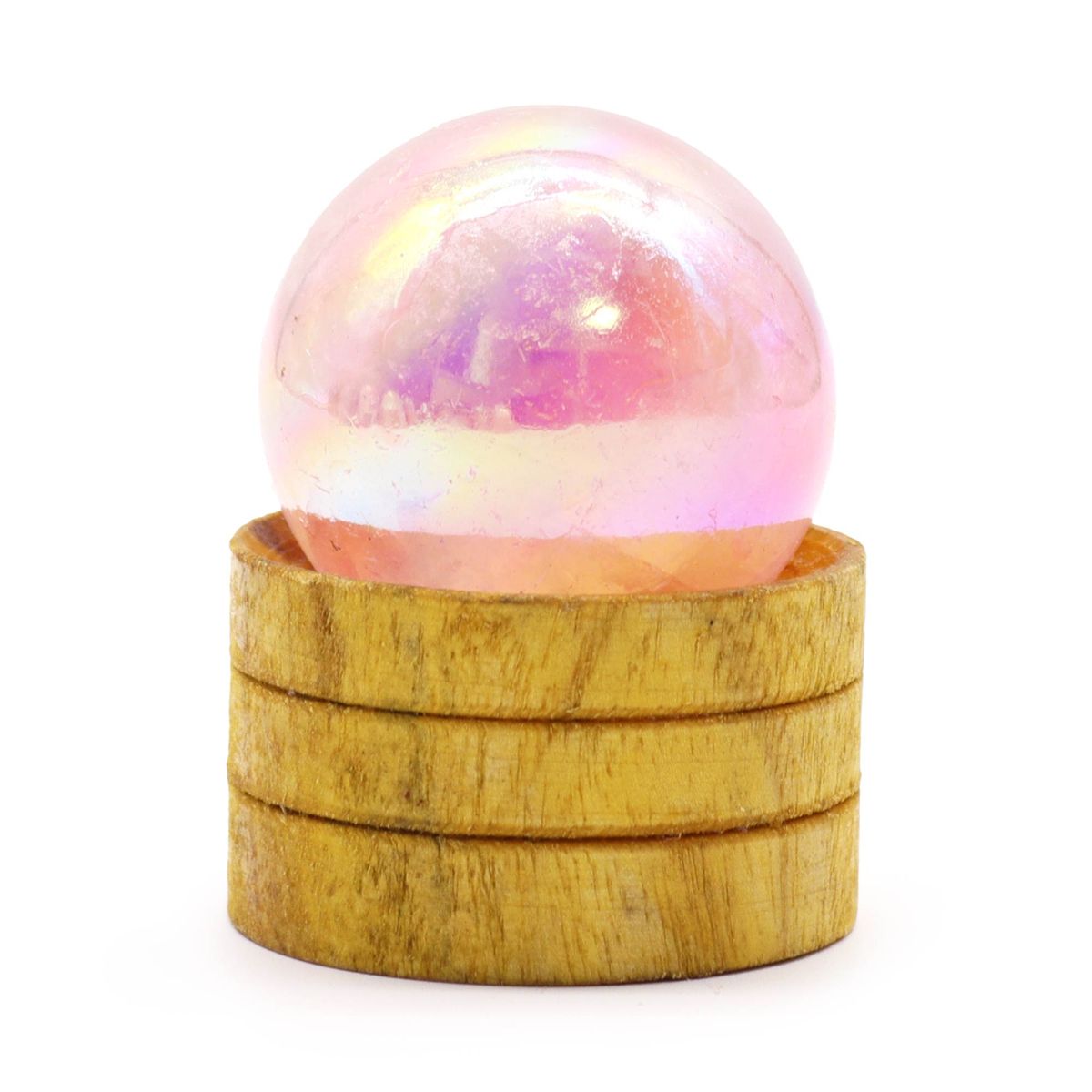 Rose Quartz Titanium Aura Sphere with Stand – 40mm