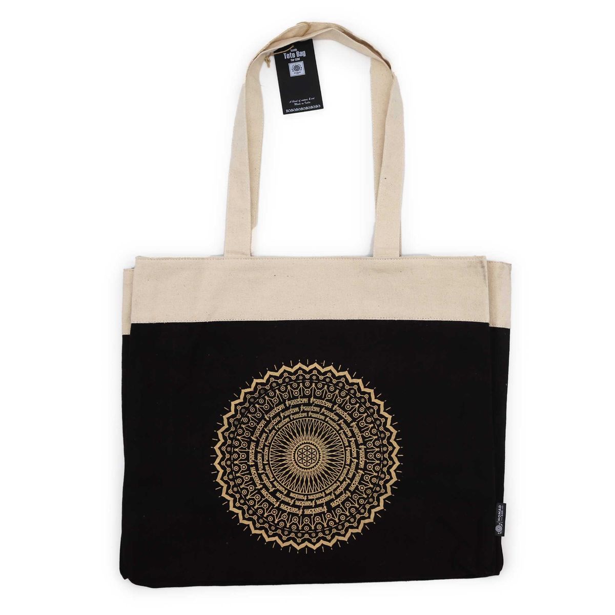 Oversized Stonewash Tote Bag – Freedom Mandala, 14oz