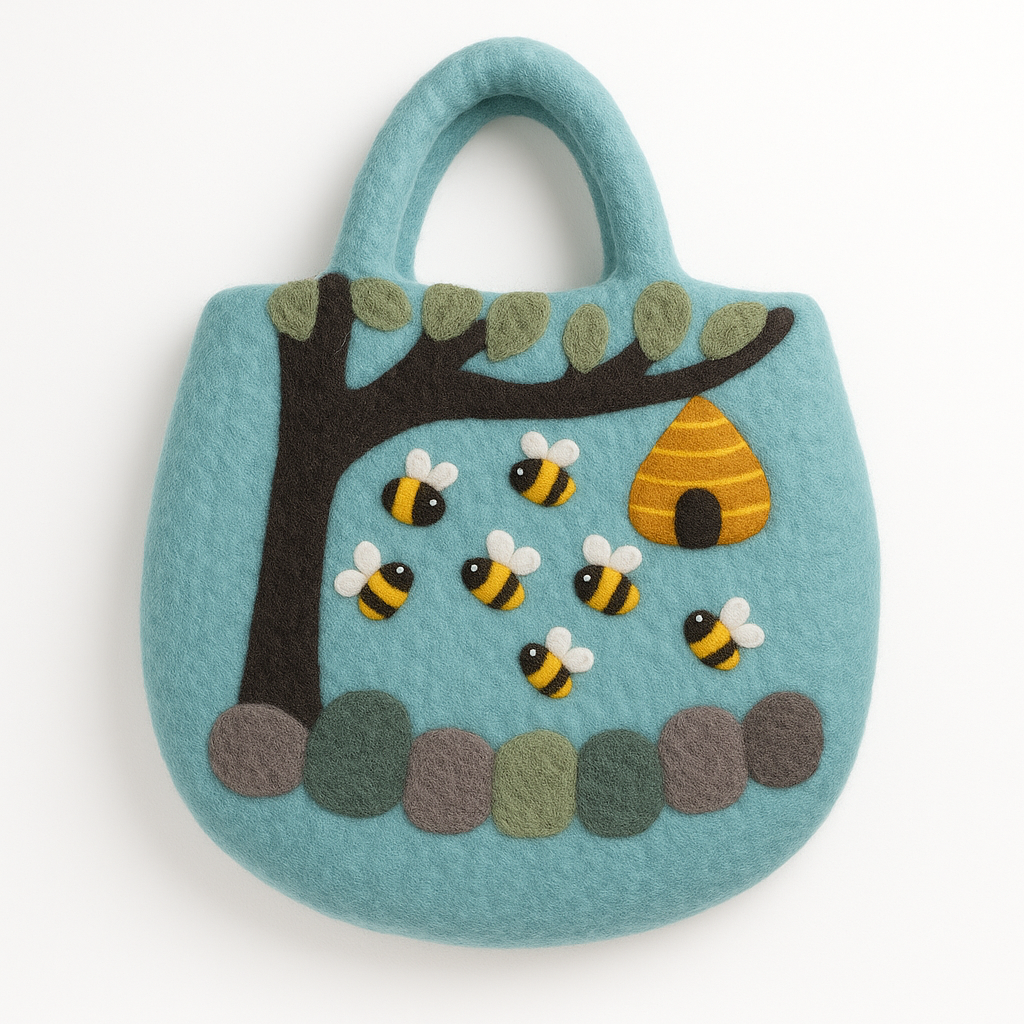 Tree & Beehive Felted Bag