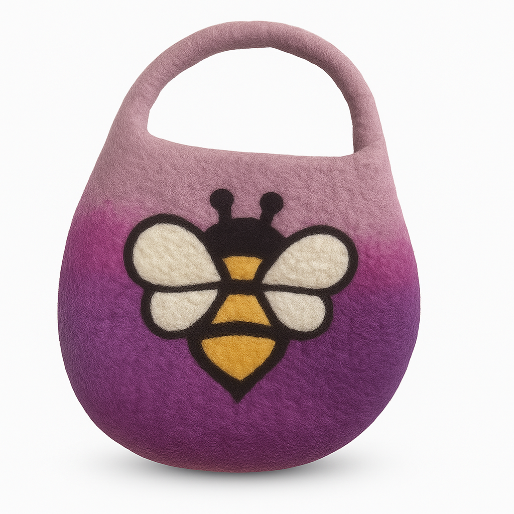 Water Felted Bee Bag with Magnet Clasp – Lavender Shades