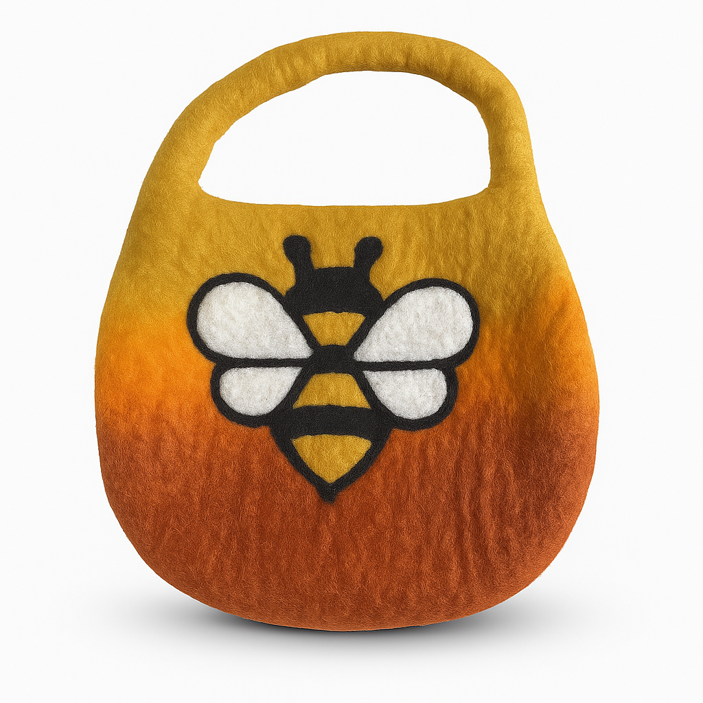 Water Felted Bee Bag with Magnet Clasp – Sunrise Orange
