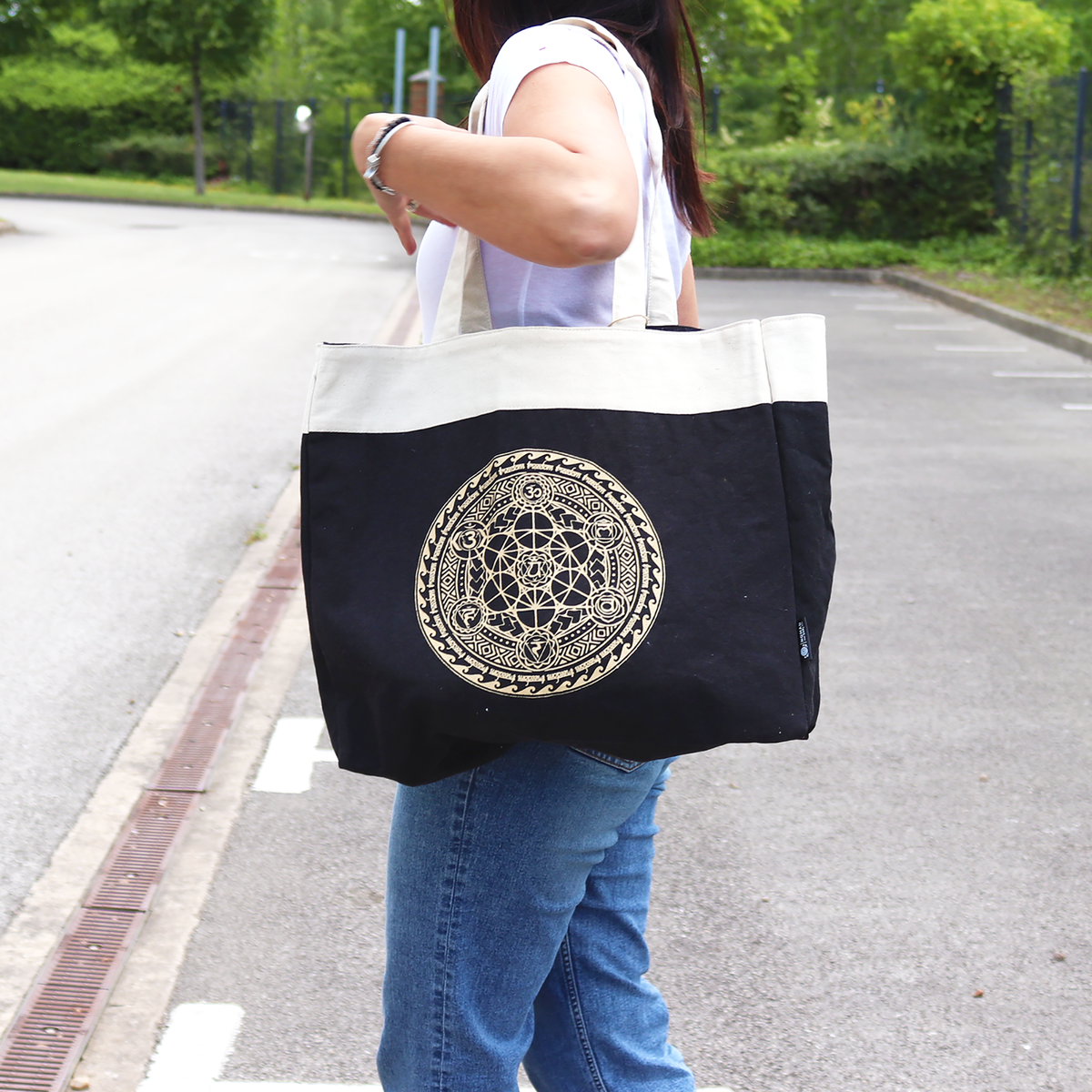 Oversized Chocolate Stonewash Tote Bag – Freedom Chakra, 14oz