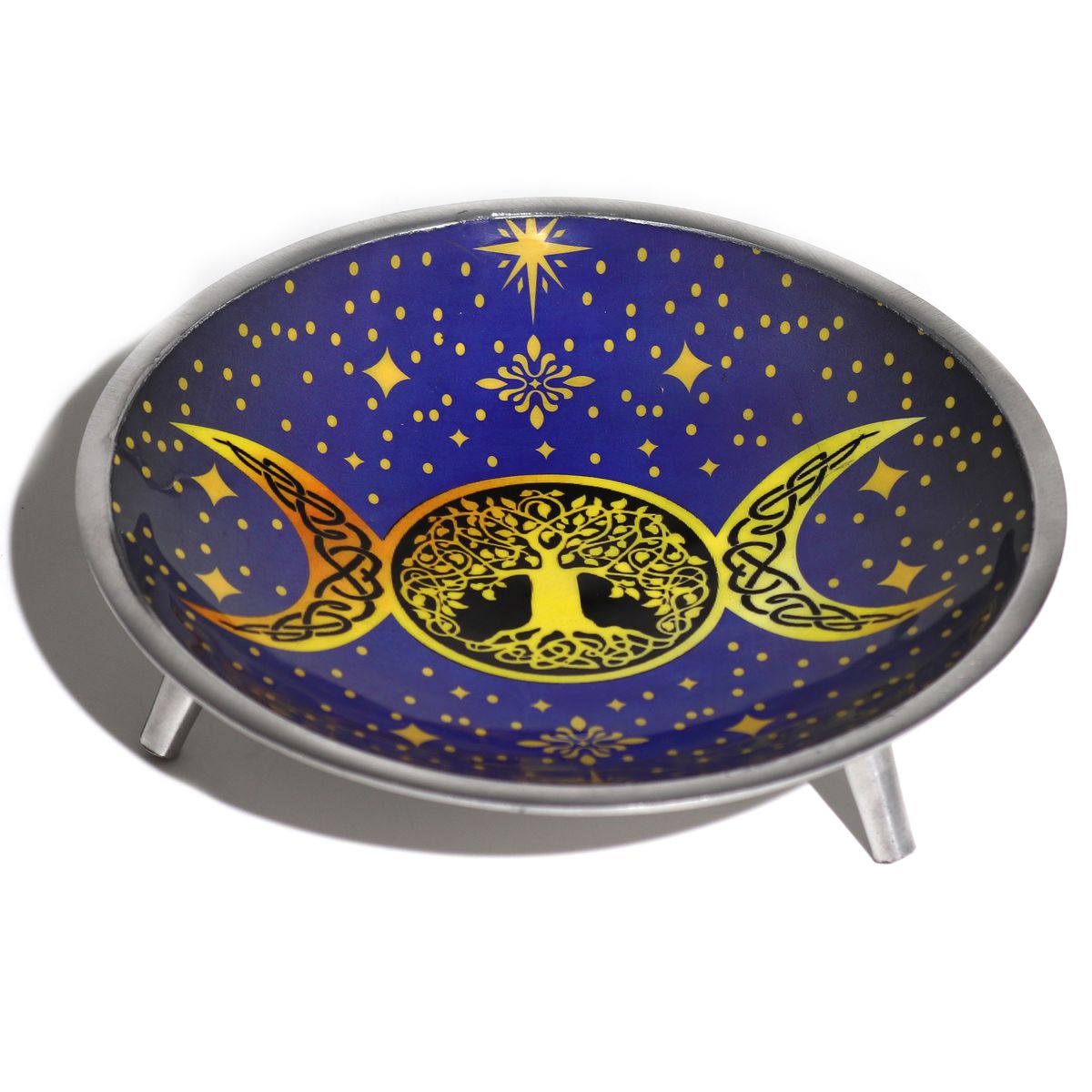 Enamelled Triple Leg Offering Plate – Purple Triple Moon