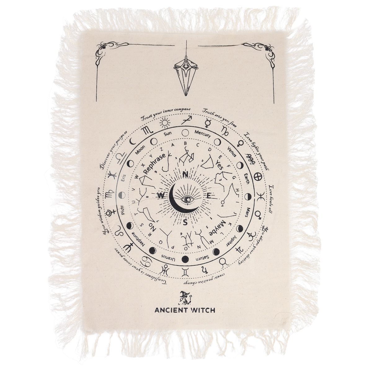 Ancient Witch Pendulum Cloth – All Seeing Eye, Natural & Black