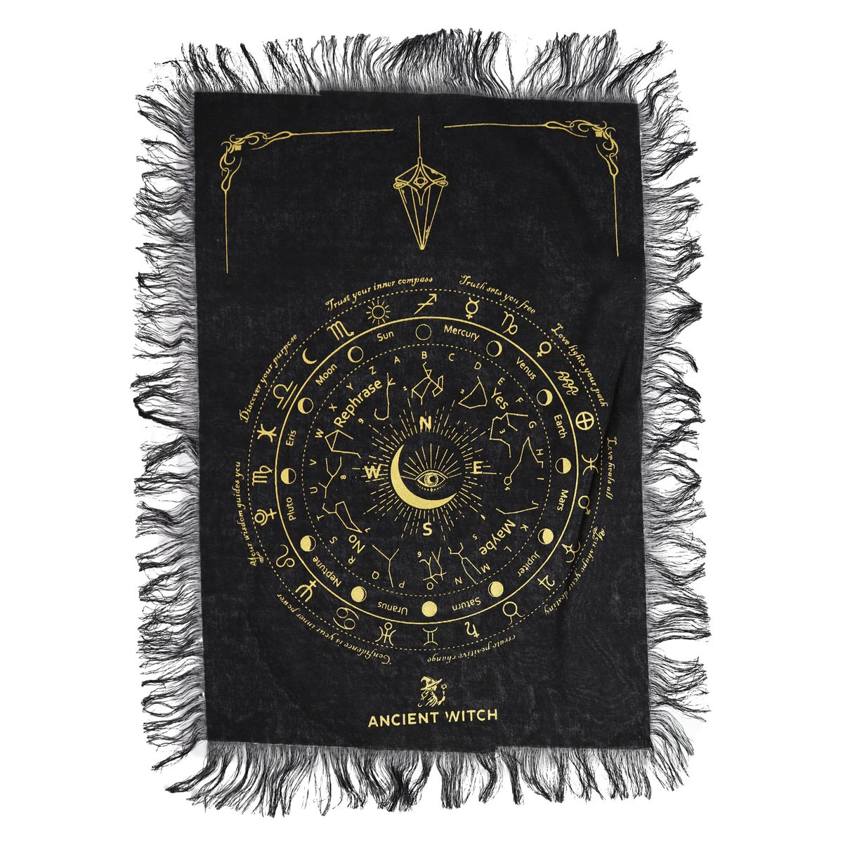 Ancient Witch Pendulum Cloth – All Seeing Eye, Black & Gold