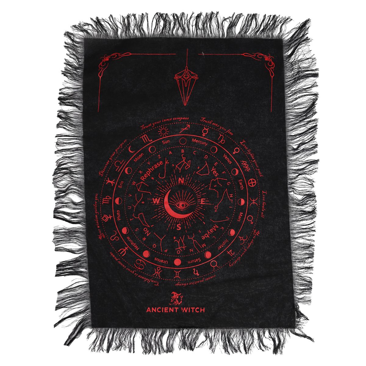 Ancient Witch Pendulum Cloth – All Seeing Eye, Black & Blood Red