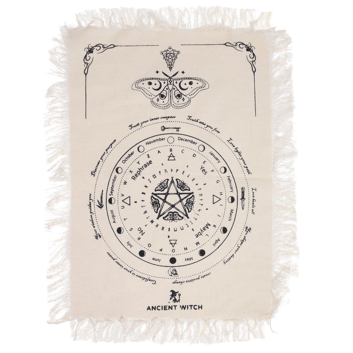 Ancient Witch Pendulum Cloth – Mystic Moth, Natural & Black