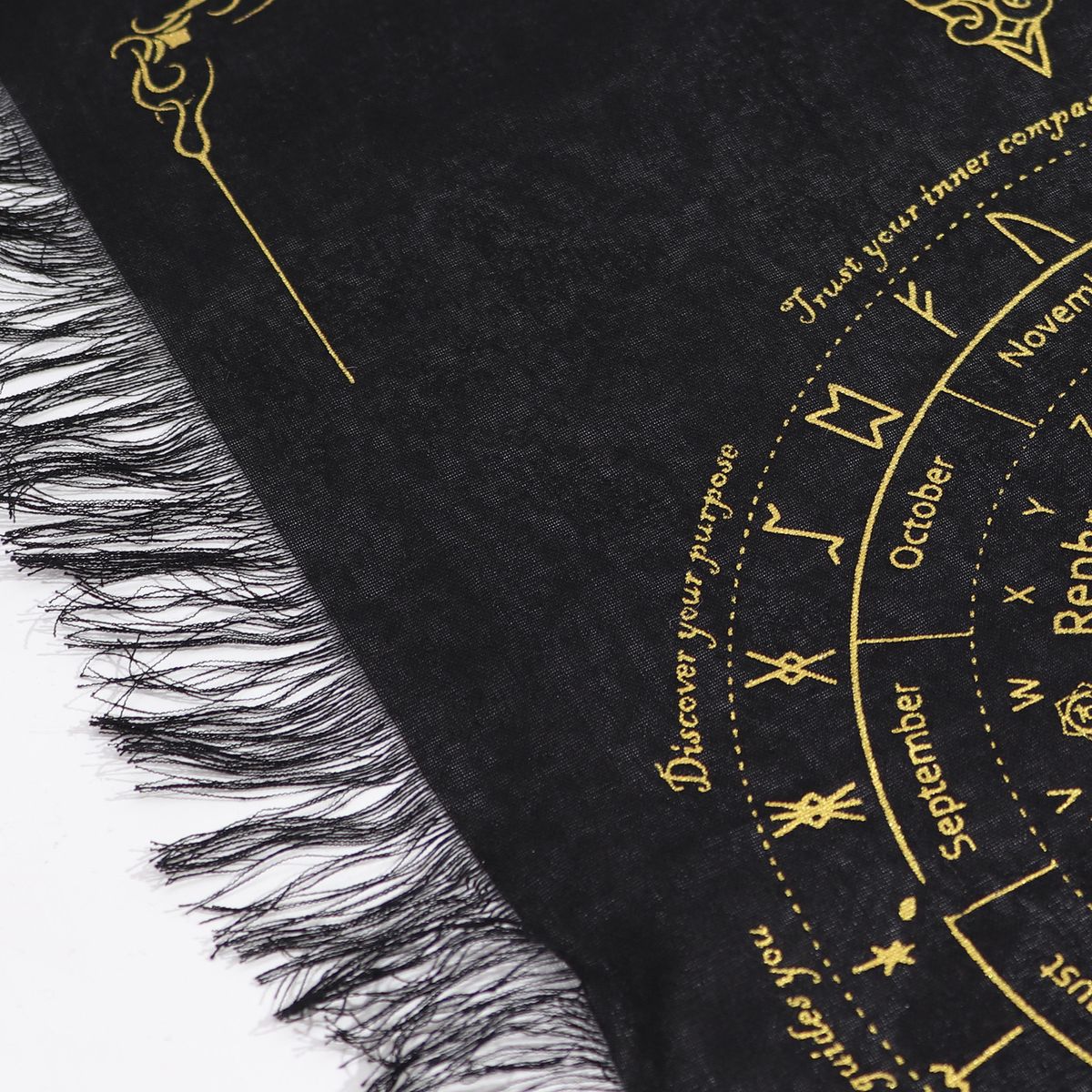 Ancient Witch Pendulum Cloth – Sun Face, Black & Gold