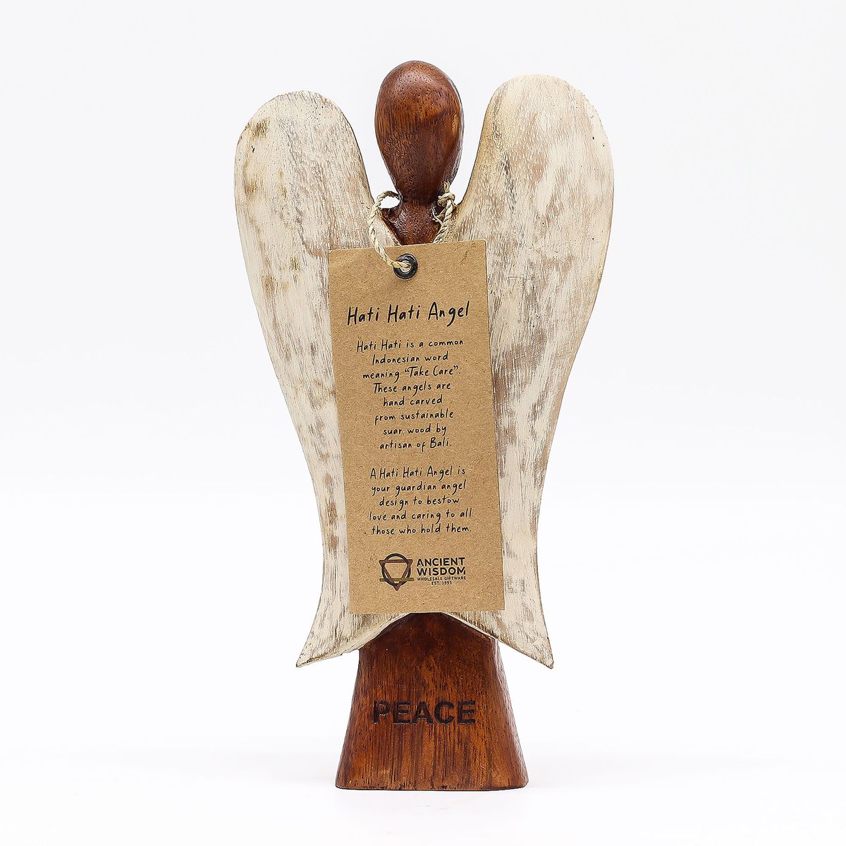 Hati-Hati Wooden Angel – Peace, 20cm