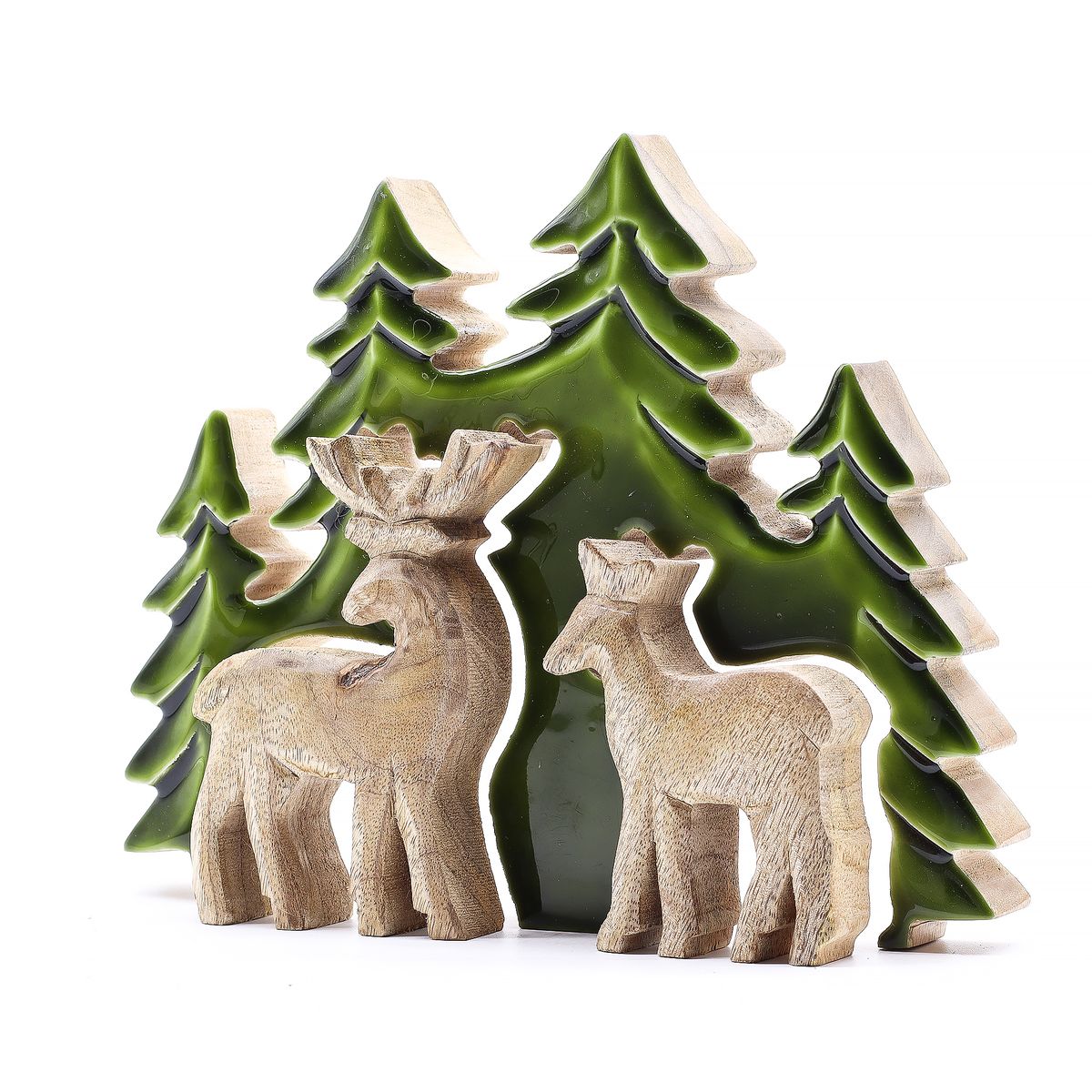 Lost in the Forest 3D Wooden Decoration – Two Deer, 18 x 23cm
