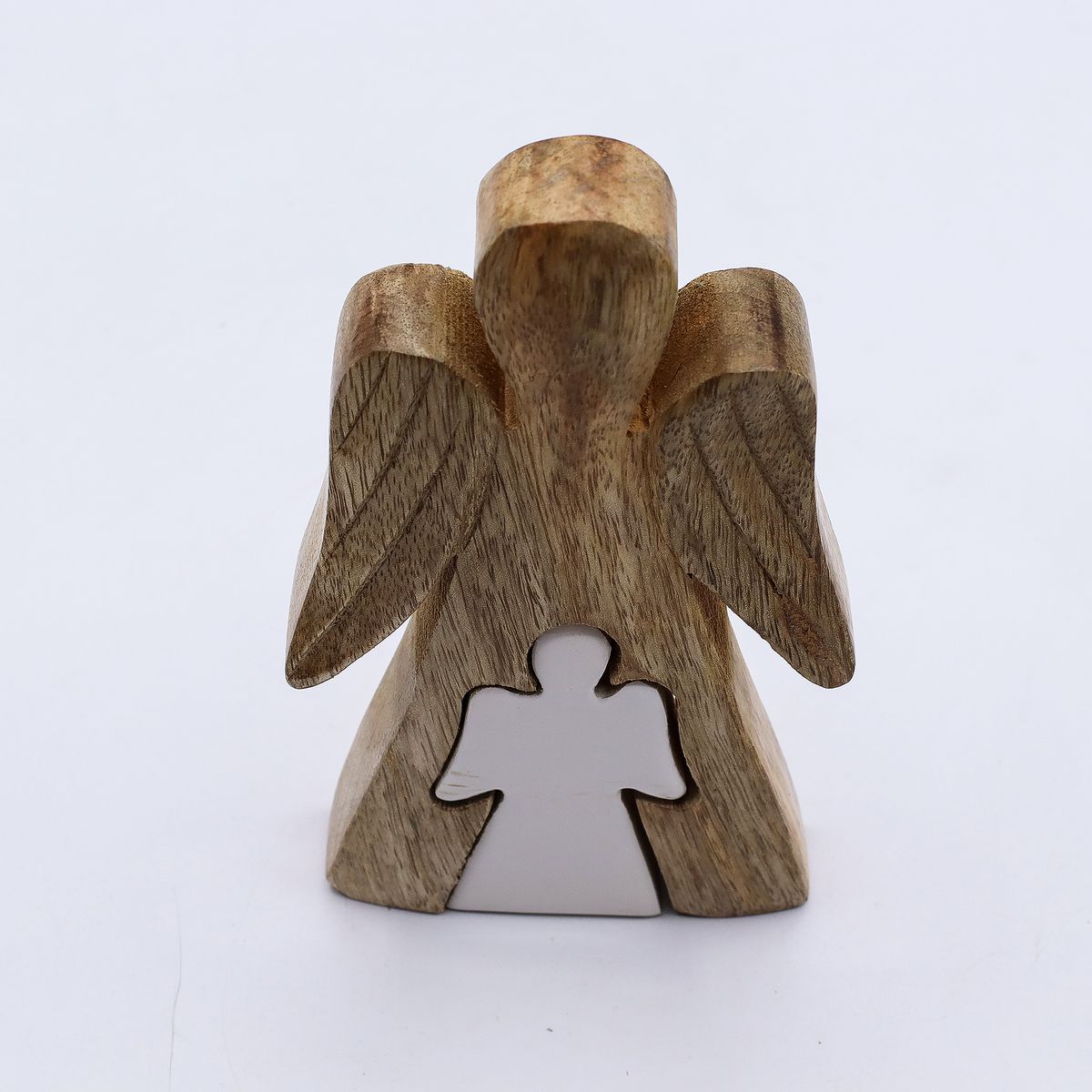 Mango Wood Angel in Angel – Modern White Enamel