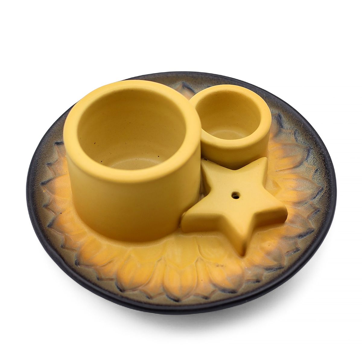 Ceramic Palo Santo & Smudge Holder – Mandala, Sand & Grey
