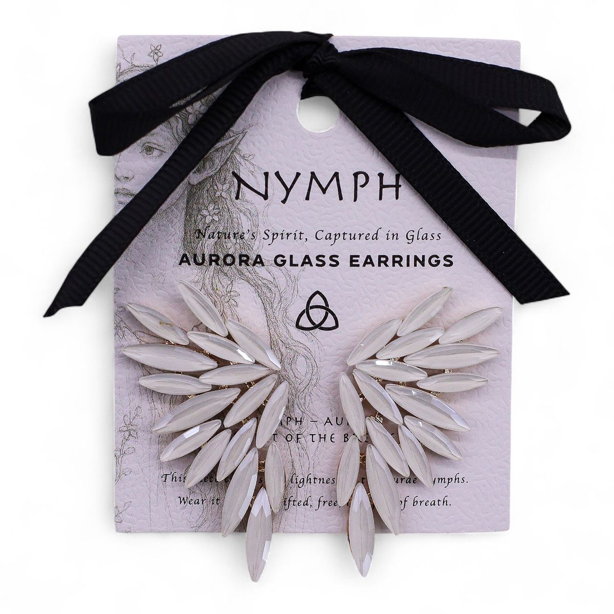 Vintage Glass Angel Wings Earrings – Pearl