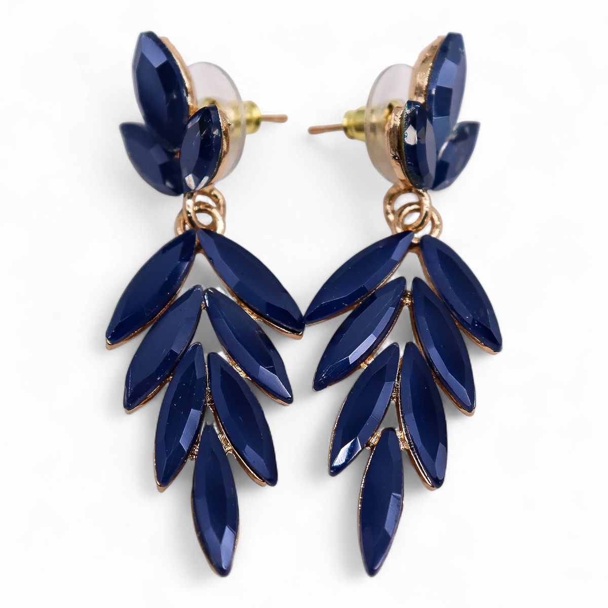 Vintage Glass Long Drop Earrings – Royal Blue