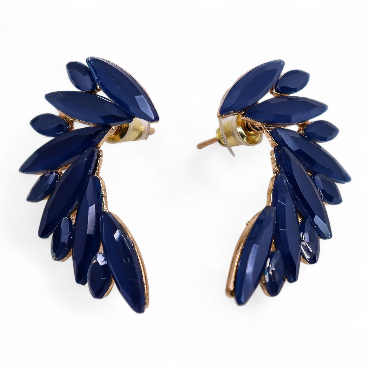 Vintage Glass Angel Wings Earrings – Royal Blue