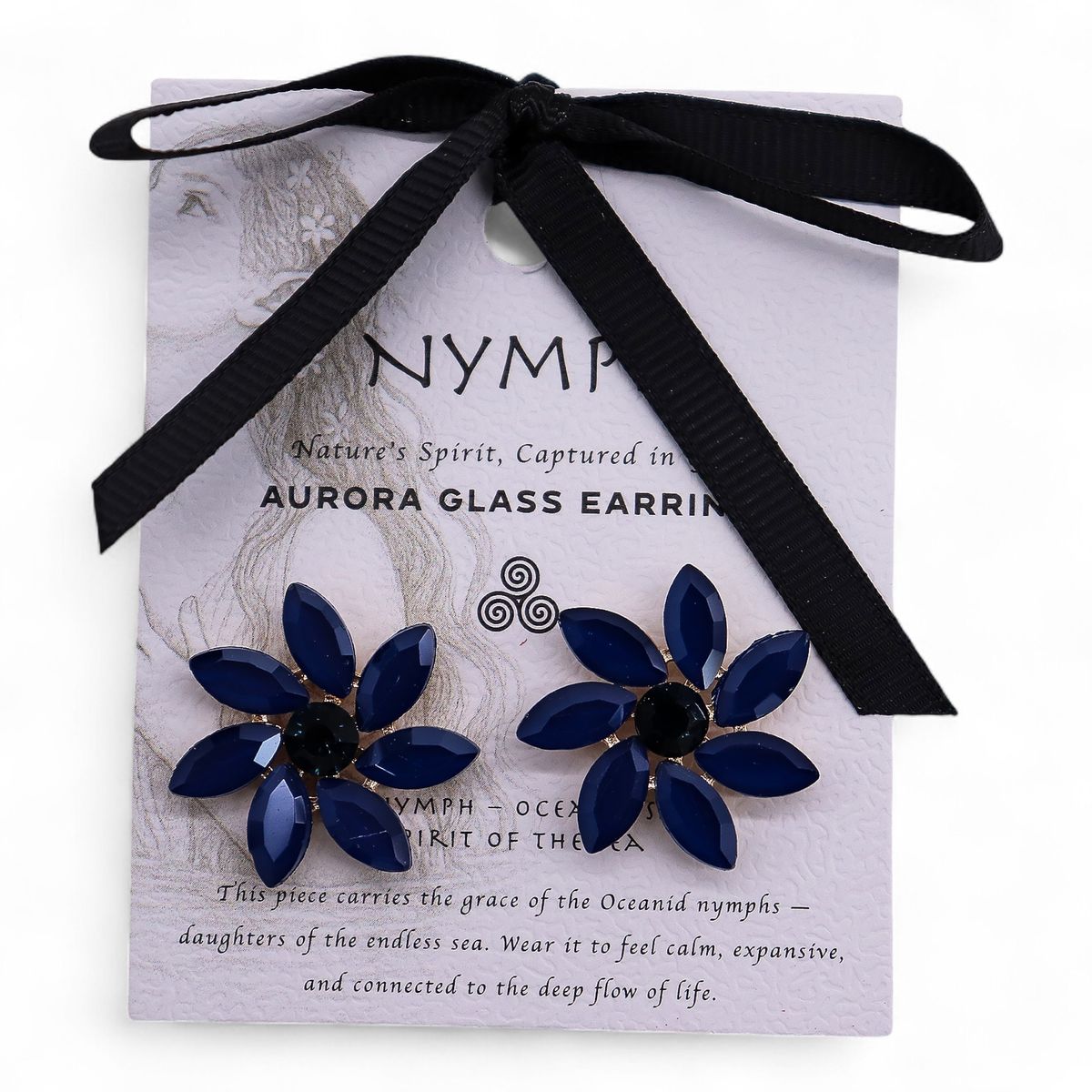 Vintage Glass Flower Earrings – Royal Blue