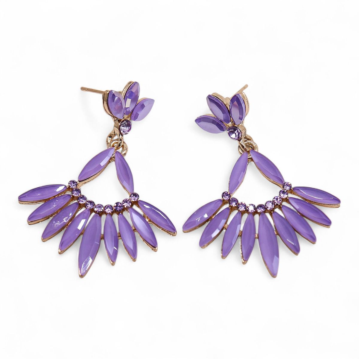 Vintage Glass Earrings – Long Drop, Lavender