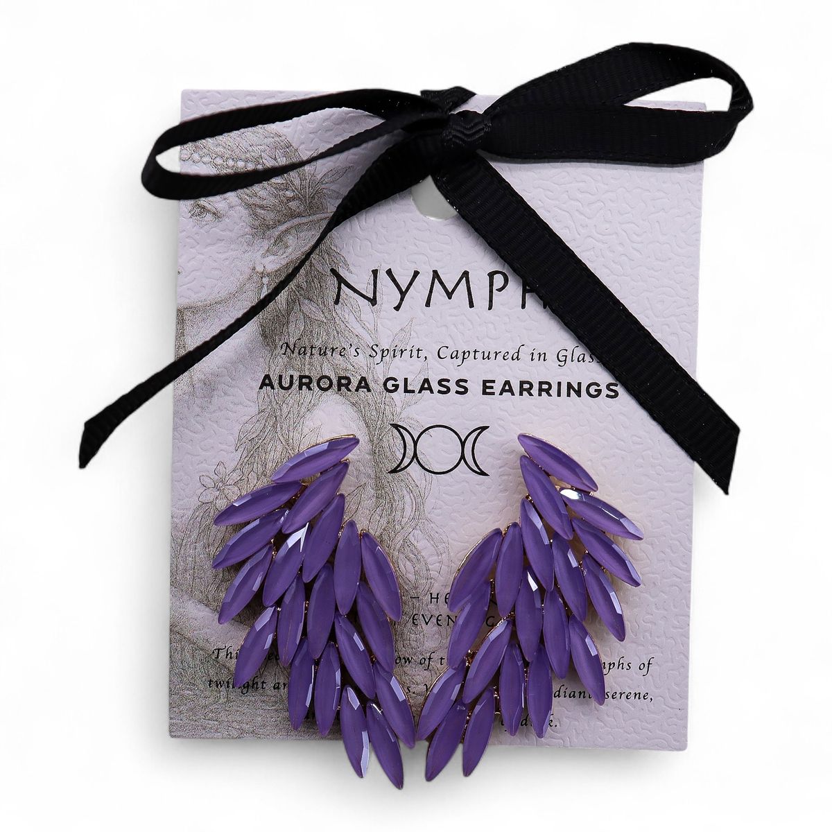 Vintage Glass Earrings – Angel Wings, Lavender