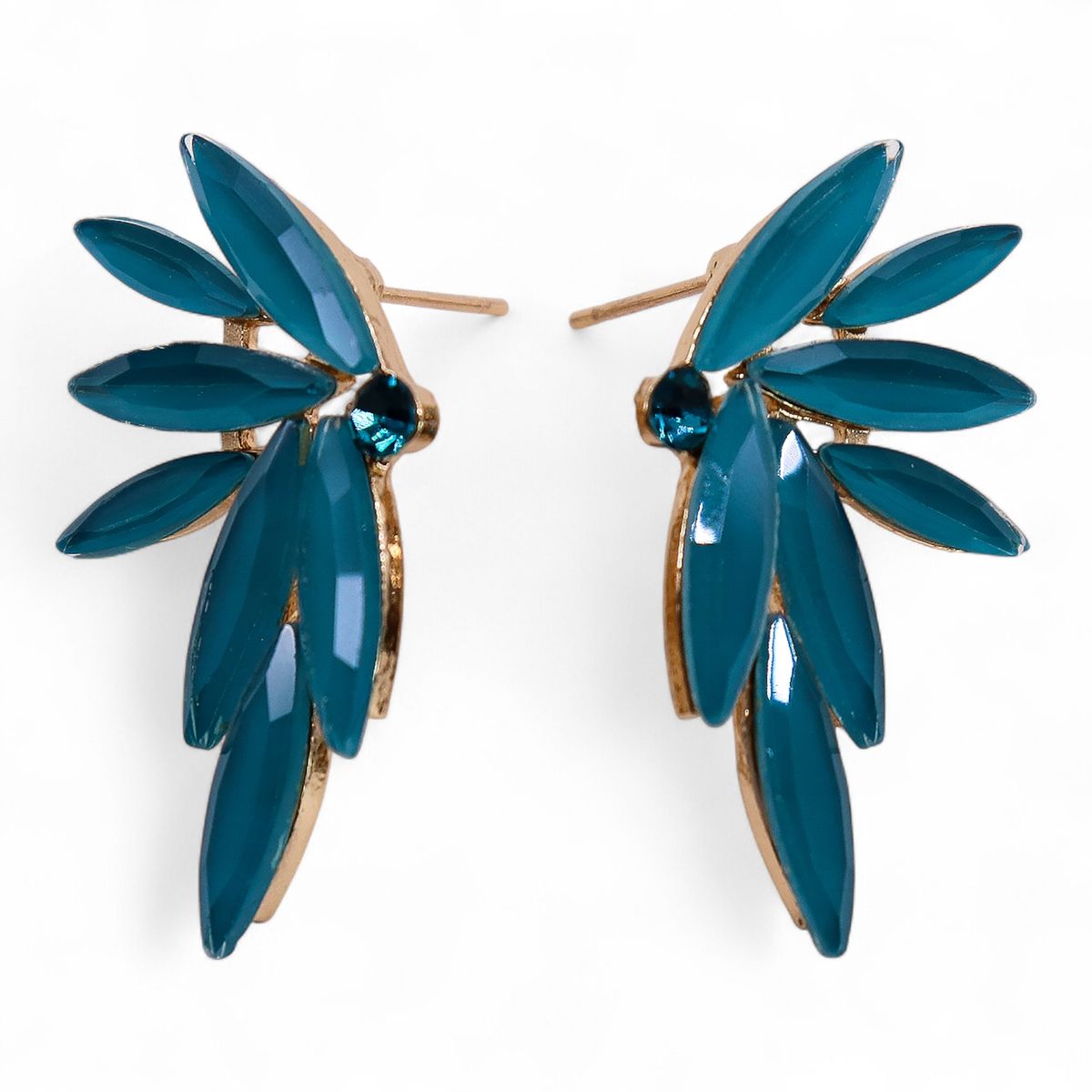 Vintage Glass Fairy Earrings – Teal Green