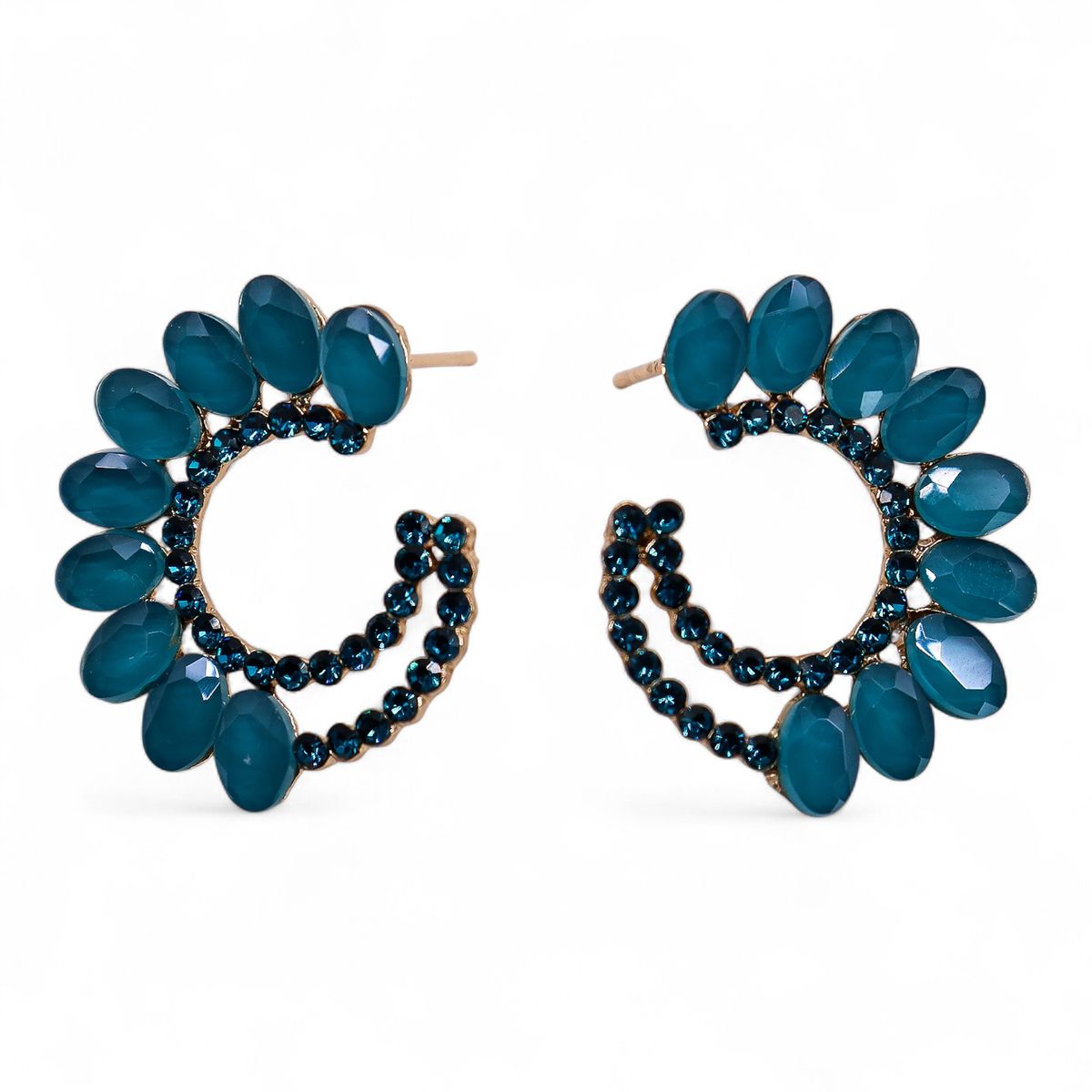 Vintage Glass Loop Earrings – Teal Green