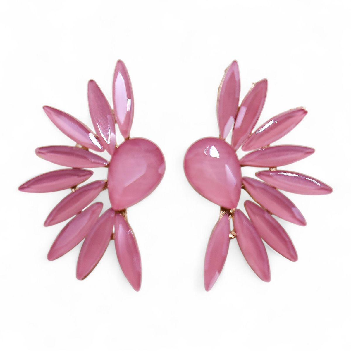 Vintage Glass Angel Wings Earrings – Soft Pink